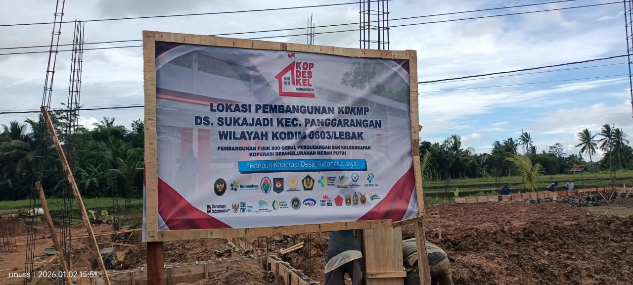 Pembangunan Fisik Gerai, Pergudangan dan Kelengkapan Koperasi Desa Merah Putih di Desa Sukajadi, Kecamatan Panggarangan Kabupaten Lebak Banten 