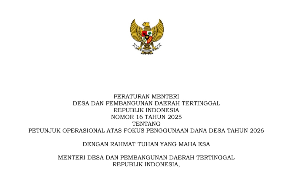 Tangkap Layar Permendes No 16 Tahun 2025