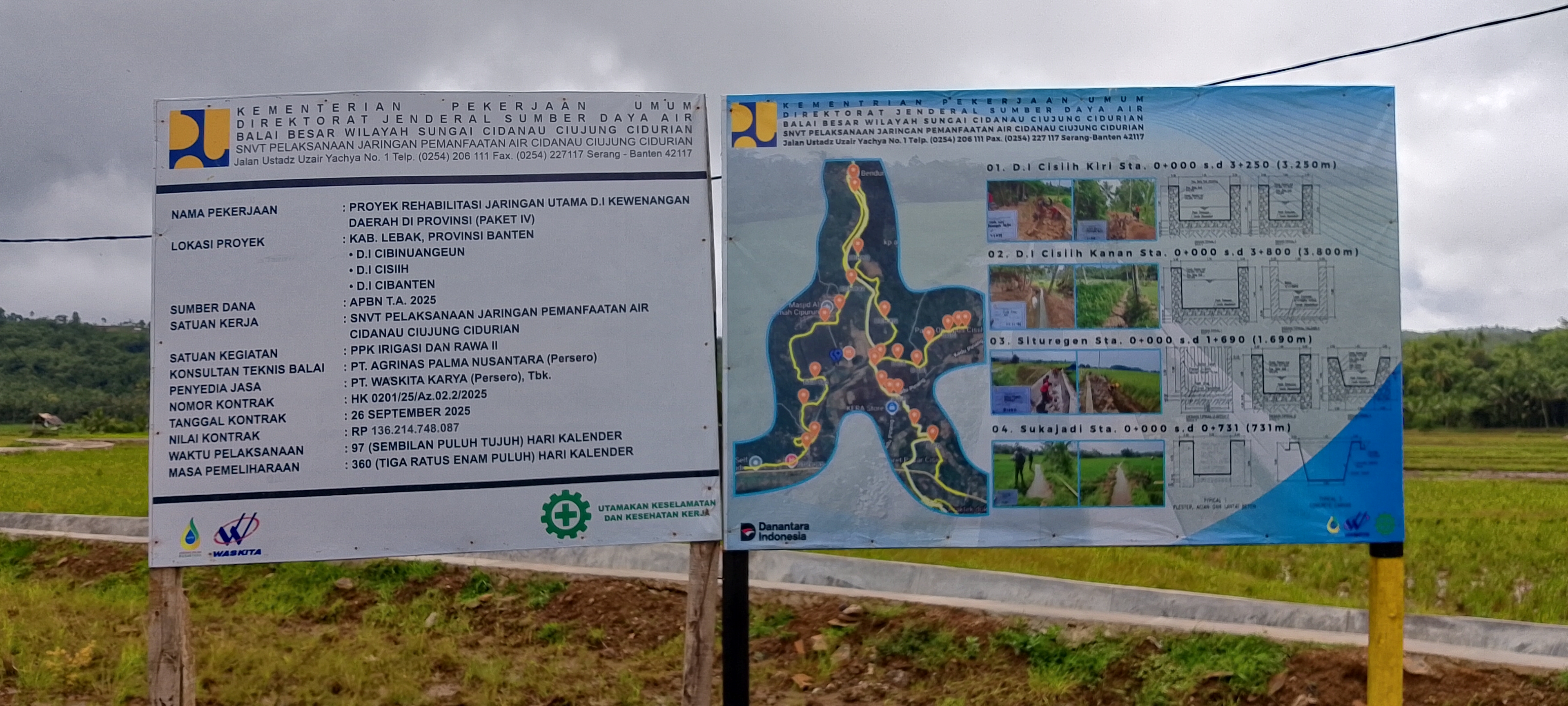 Papan informasi Proyek Rehabilitasi Jaringan Irigasi DI Cisiih 