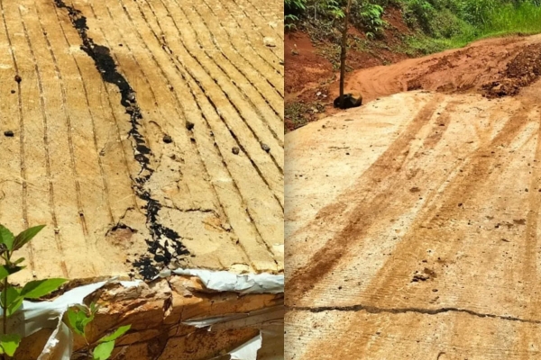 Baru Selesai Dibangun, Jalan Sukahujan–Cigemblong Senilai Rp7,3 Miliar Retak