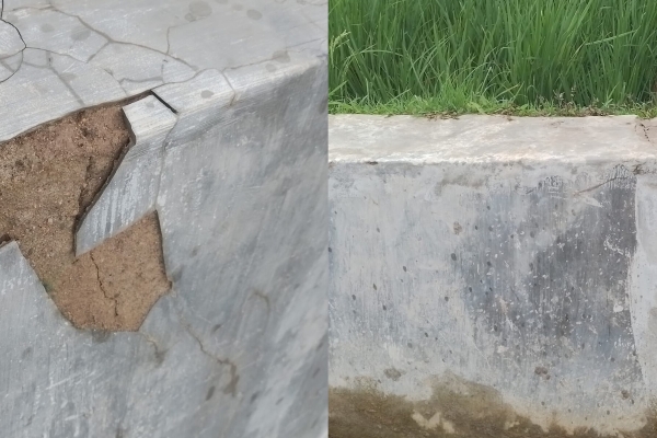 Dikerjakan Oleh PT Waskita Karya, Bangunan Saluran Irigasi DI Cisiih, Panggarangan Mulai Terkelupas 