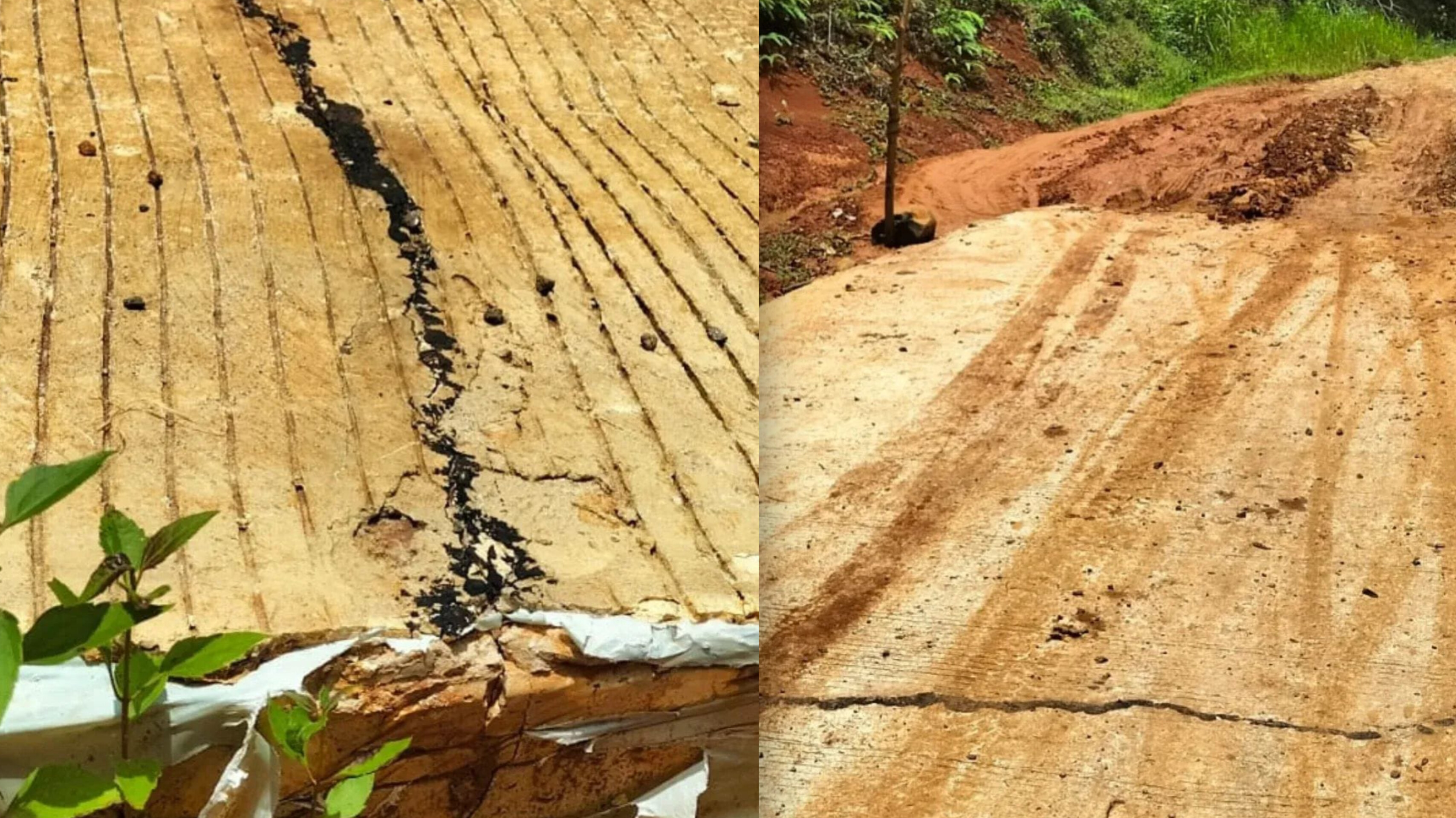 Beton yang rusak, Jalan Sukahujan - Cigemblong yang baru beberapa bulan selesai dibangun