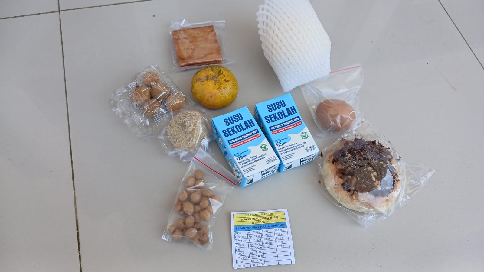 Menu MBG di Panggarangan untuk tanggal 12-15 Maret 2026