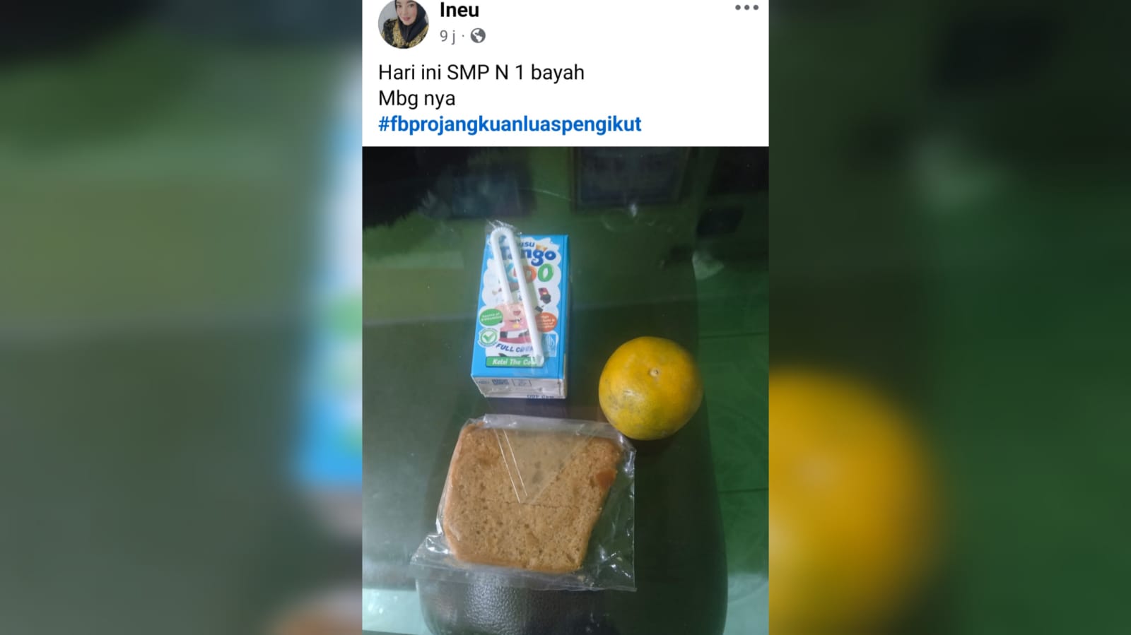 Tangkap Layar Unggahan Menu MBG di SMPN 1 Bayah